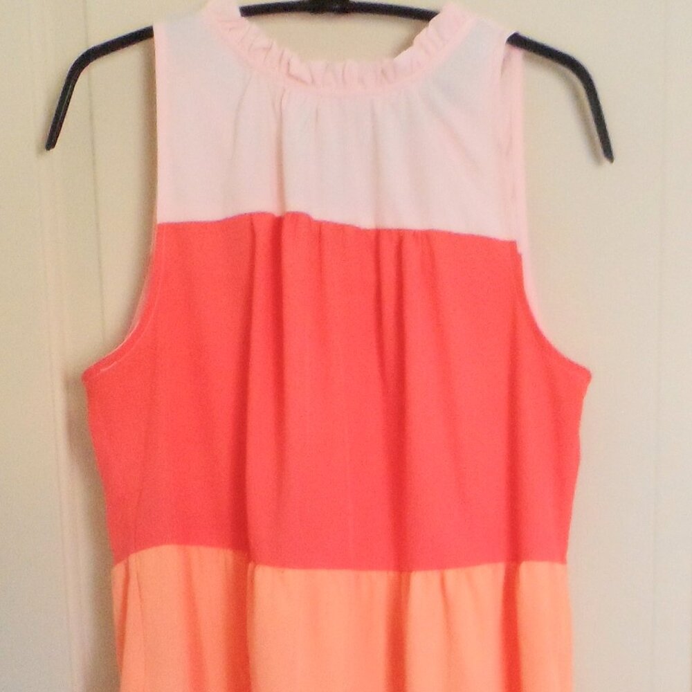 Tiered Maxi Dress Color Block Orange/Red/Coral/Pink Sz Sm Periwinkle Collection